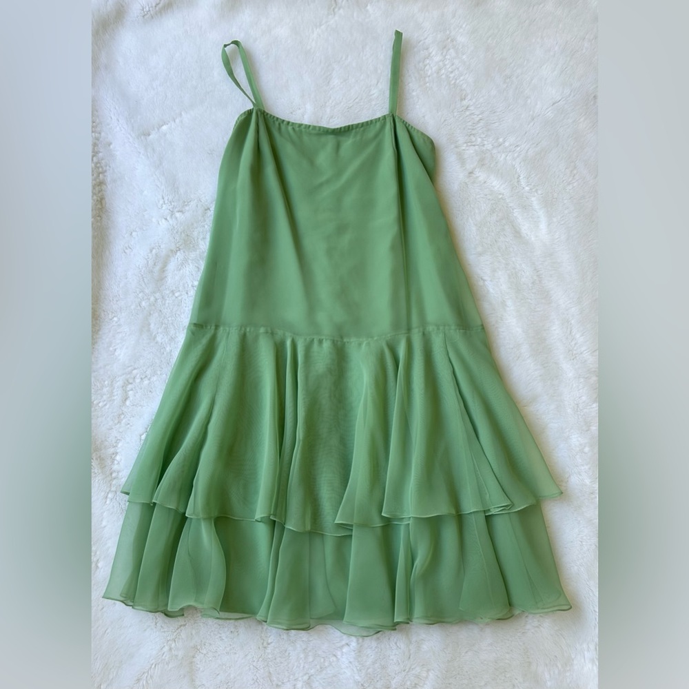 Green Ruffled Tiered Midi Sundress